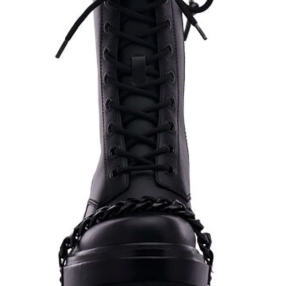 D’Amelio Black leather platform boots with a punk vibe - Picture 3 of 9